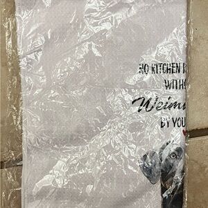 Waffle White Kitchen Towel with weimerweiner Dog Print